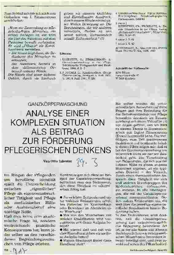 Vorschauseite 1: Analyse einer komplexen Situation als Beitrag zur Förderung pflegerischer Dienste
