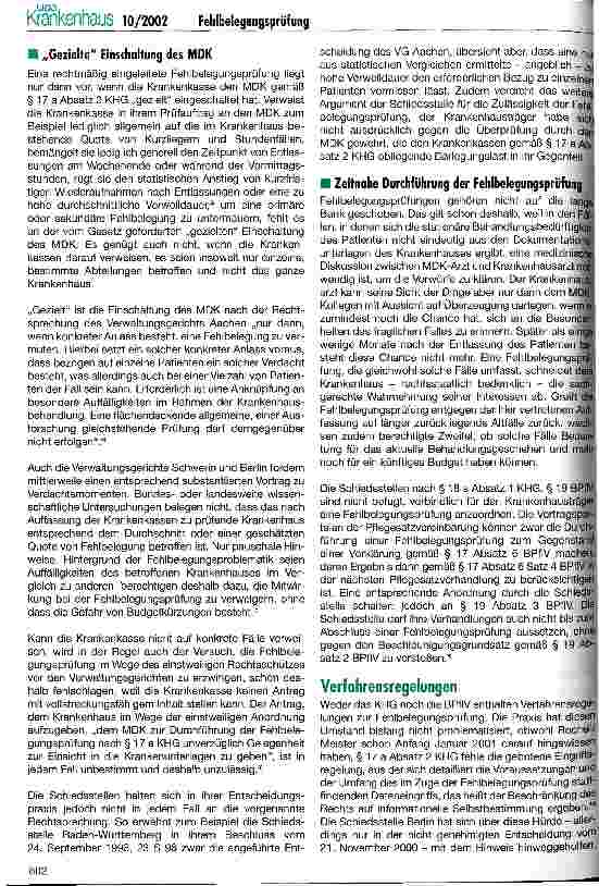 Vorschauseite 2: Rechtsfragen der Fehlbelegungsprüfung im Krankenhaus