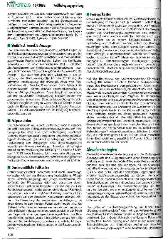 Vorschauseite 6: Rechtsfragen der Fehlbelegungsprüfung im Krankenhaus