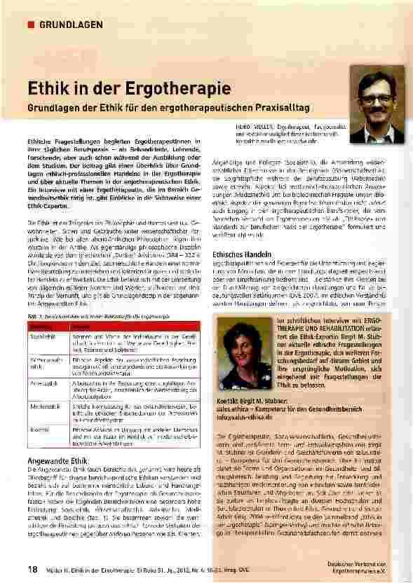 Vorschauseite 1: Ethik in der Ergotherapie