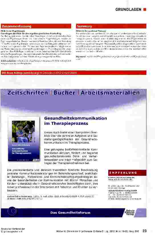 Vorschauseite 6: Ethik in der Ergotherapie