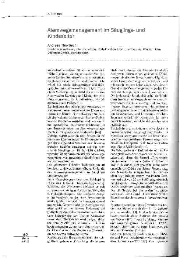 Vorschauseite 1: Atemwegsmanagement im Säuglingsund Kindesalter