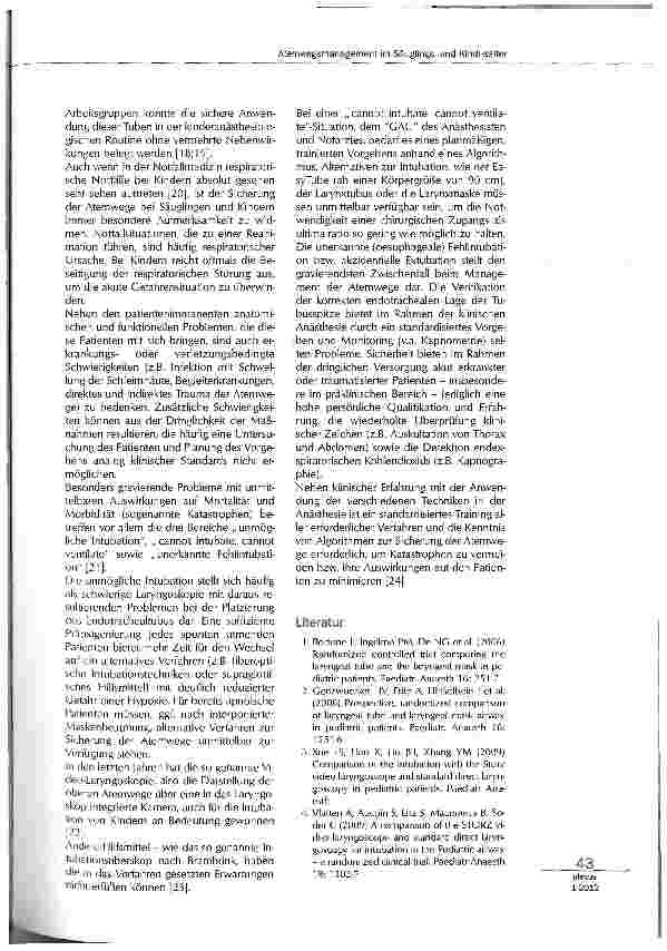 Vorschauseite 2: Atemwegsmanagement im Säuglingsund Kindesalter
