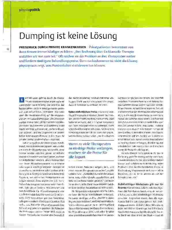 Vorschauseite 1: Dumping ist keine Lösung