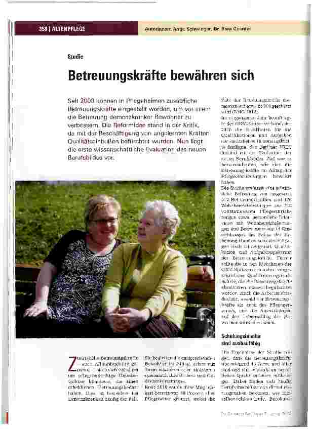 Vorschauseite 1: Betreuungskräfte bewähren sich