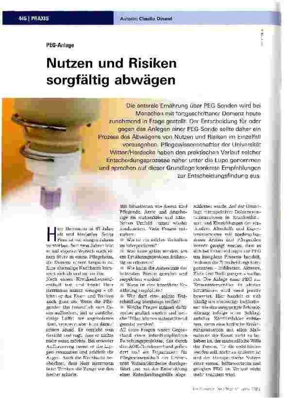 Vorschauseite 1: Nutzen und Risiken sorgfältig abwägen