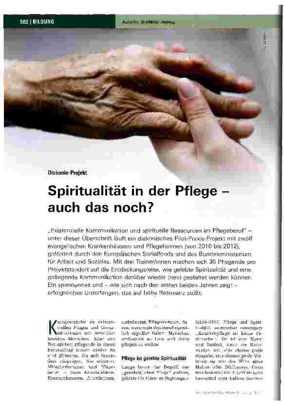 Vorschauseite 1: Spiritualität in der Pflege auch das noch?