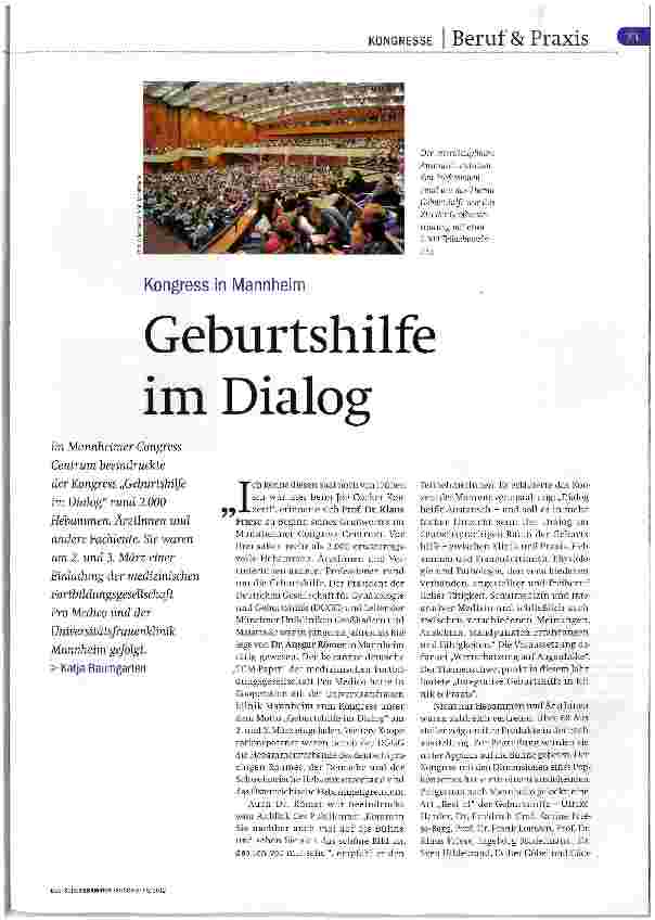 Vorschauseite 1: Geburtshilfe im Dialog