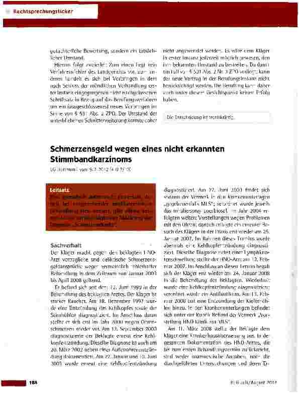 Vorschauseite 3: Beweiswert eines Berichtes über eine operative Wundrevision OLG Naumburg vom 15.11.2011 (1 U 31/11)
