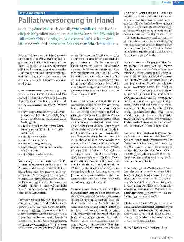 Vorschauseite 1: Palliativversorgung in Irland