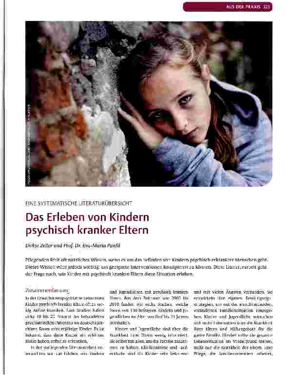 Vorschauseite 1: Das Erleben von Kindern psychisch kranker Eltern