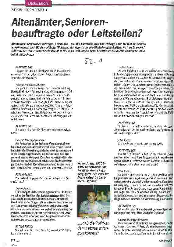 Vorschauseite 1: Altenämter, Seniorenbeauftragte oder Leitstellen?