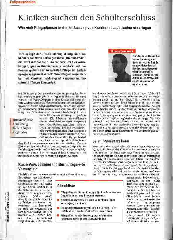 Vorschauseite 1: Kliniken suchen den Schulterschluss