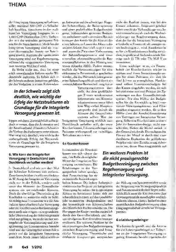Vorschauseite 5: Integrierte Versorgung -Vom Hoffnungsträger zum Ladenhüter der deutschen Gesundheitspolitik?