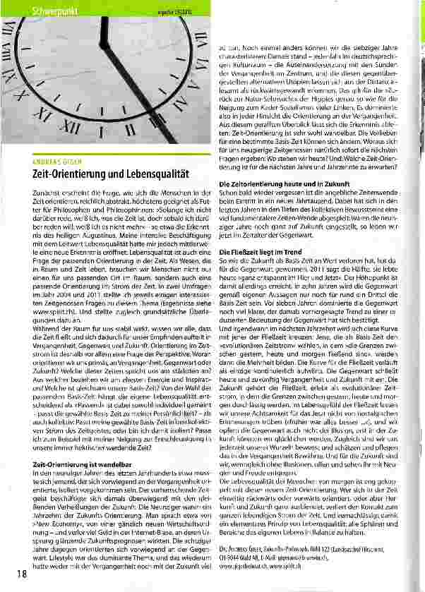 Vorschauseite 1: Zeit-Orientierung und Lebensqualität