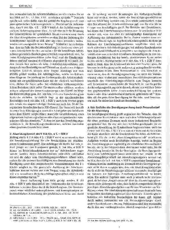 Vorschauseite 5: Die Schließung von Kranken kassen als arbeitsrechtlicher Problemfall