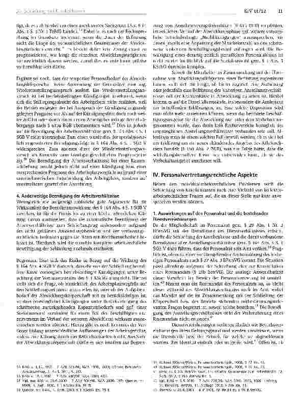 Vorschauseite 6: Die Schließung von Kranken kassen als arbeitsrechtlicher Problemfall