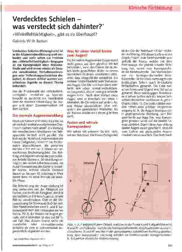 Vorschauseite 1: Verdecktes Schielen - was versteckt sich dahinter?