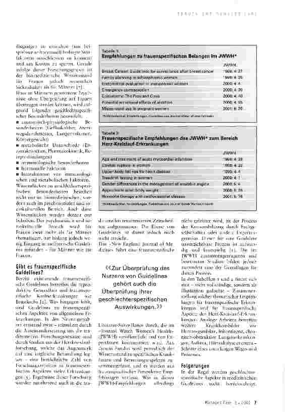 Vorschauseite 2: Braucht es frauenspezifische Guidelines?