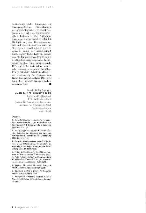 Vorschauseite 3: Braucht es frauenspezifische Guidelines?