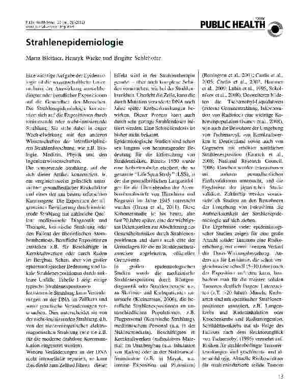 Vorschauseite 1: Strahlenepidemiologie