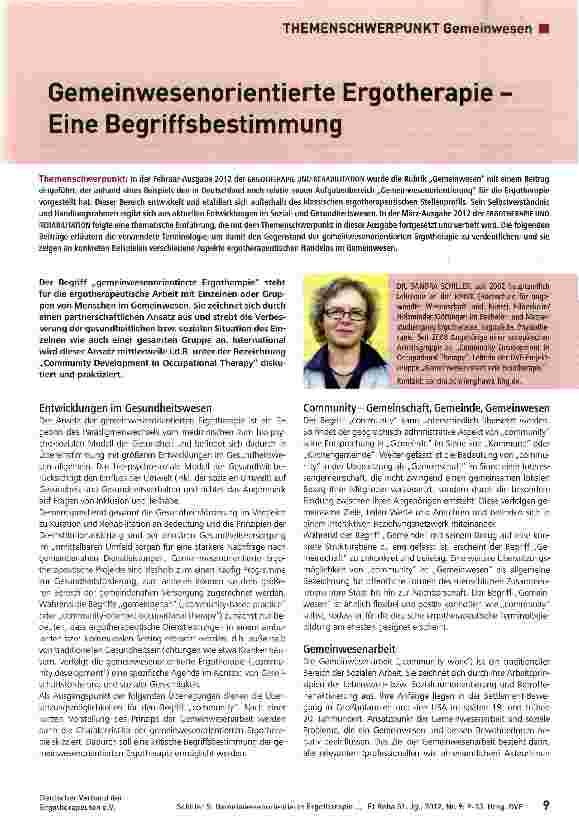 Vorschauseite 1: Gemeinwesenorientierte Ergotherapie -Eine Begriffsbestimmung