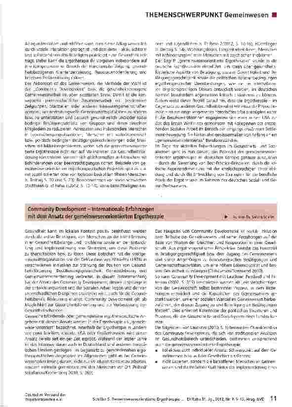 Vorschauseite 3: Gemeinwesenorientierte Ergotherapie -Eine Begriffsbestimmung