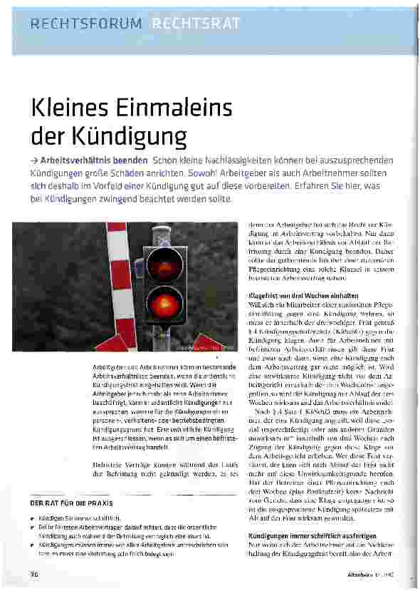 Vorschauseite 1: Kleines Einmaleins der Kündigung