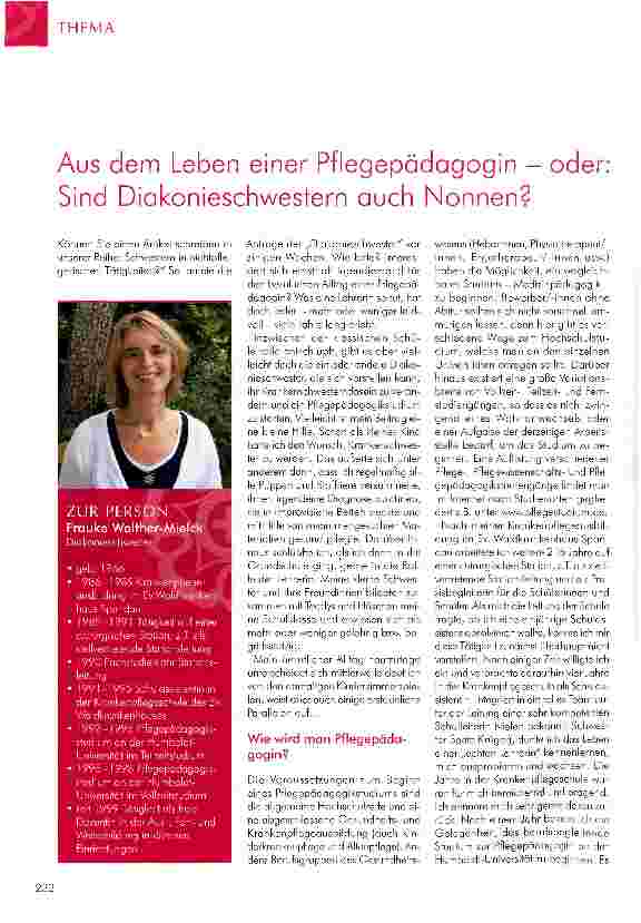 Vorschauseite 1: Aus dem Leben einer Pflegepädagogin - oder: Sind Diakonieschwestern auch Nonnen?