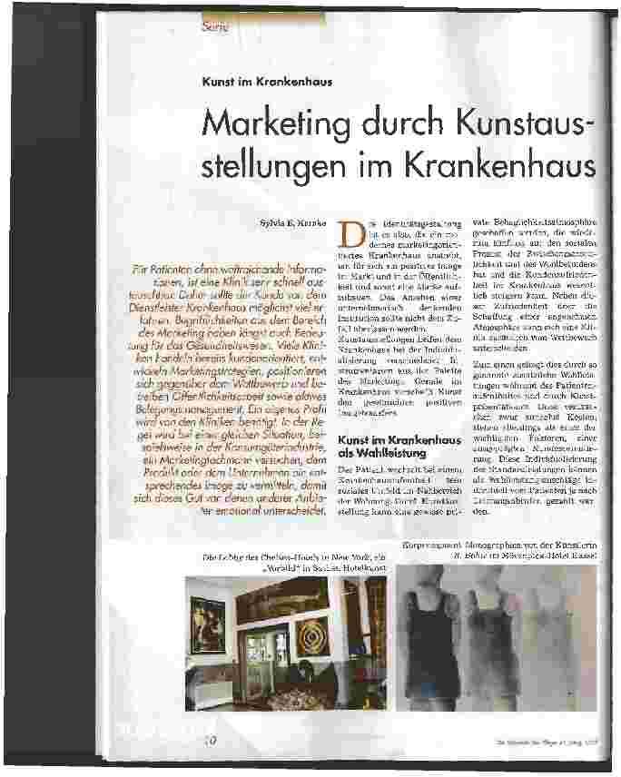 Vorschauseite 1: Marketing durch Kunstausstellungen im Krankenhaus Kunst im Krankenhaus