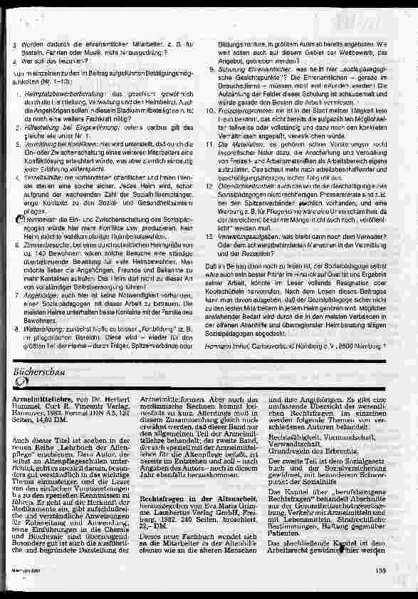 Vorschauseite 2: Sozialpädagogen im Altenund Pflegeheim (II) Leserbrief
