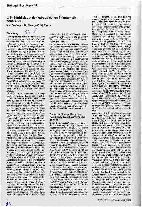 Vorschauseite 1: ... im Hinblick auf den europäischen Binnenmarkt nach 1992