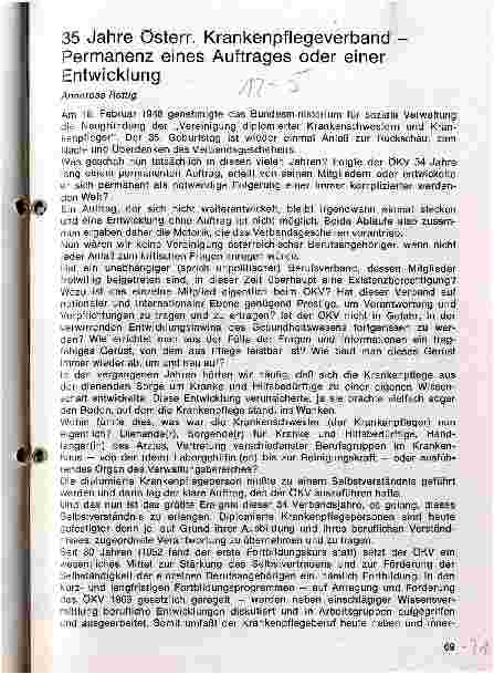 Vorschauseite 1: 35 Jahre Österreichischer Krankenpflegeverband - Permanenz eines Auftrages oder einer Entwicklung