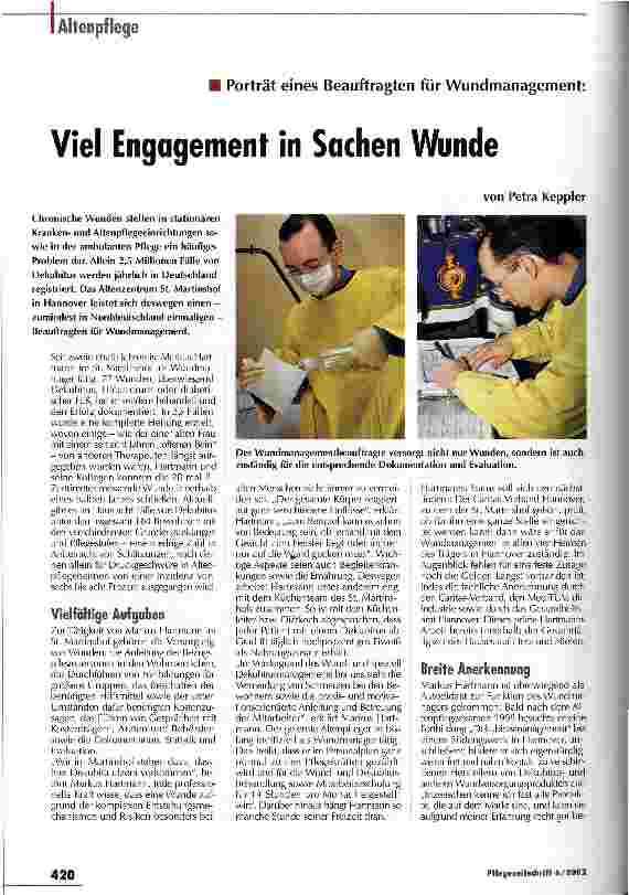 Vorschauseite 1: Viel Engagement in Sachen Wunde