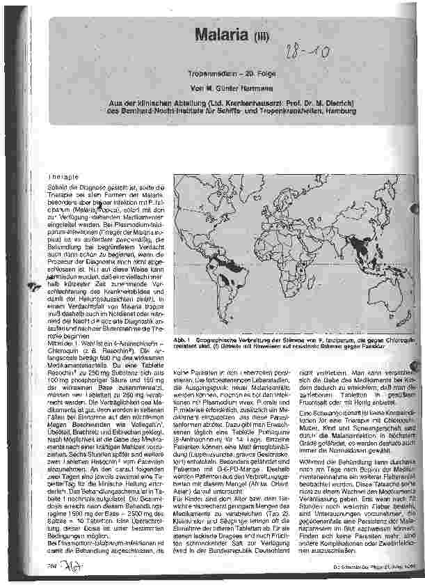 Vorschauseite 1: Tropenmedizin - 20 Folge Malaria (III)