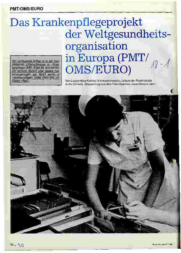 Vorschauseite 1: Das Krankenpflegeprojekt der Weltgesundheitsorganisation in Europa (PMT/OMS/EURO)
