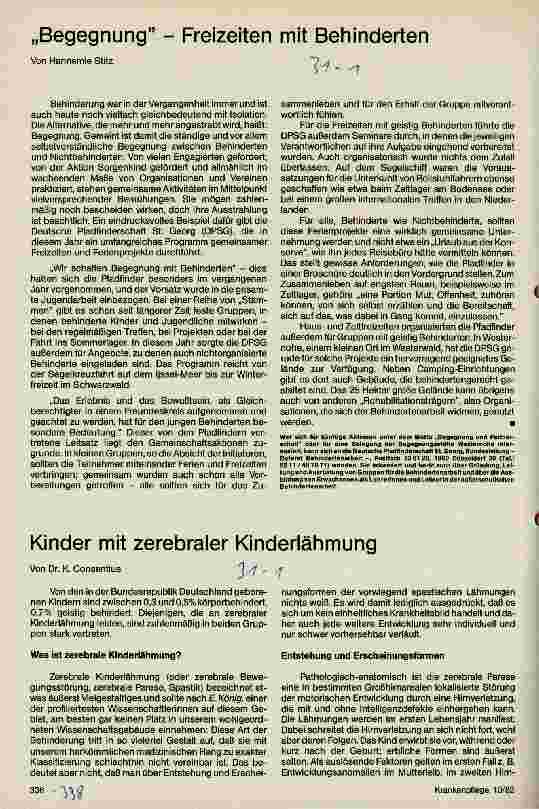 Vorschauseite 1: Begegnung - Freizeiten mit Behinderten