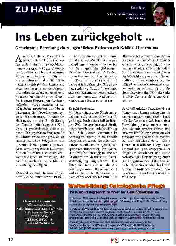Vorschauseite 1: Ins Leben zurückgeholt ...