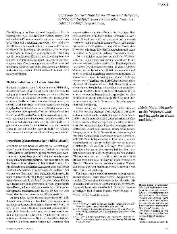 Vorschauseite 2: Scheitern oder Verwandlung? Über Zweierbeziehungen und Demenz