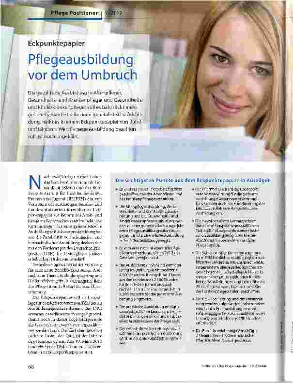 Vorschauseite 1: Pflegeausbildung vordem Umbruch
