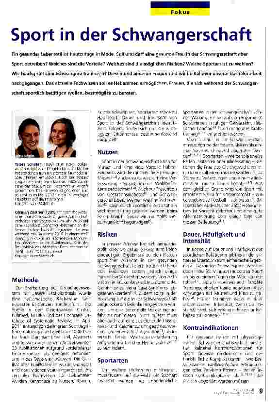 Vorschauseite 1: Sport in der Schwangerschaft
