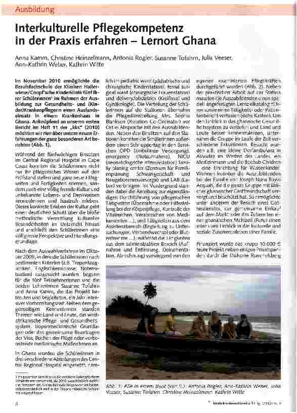 Vorschauseite 1: Interkulturelle Pflegekompetenz in der Praxis erfahren - Lernort Ghana