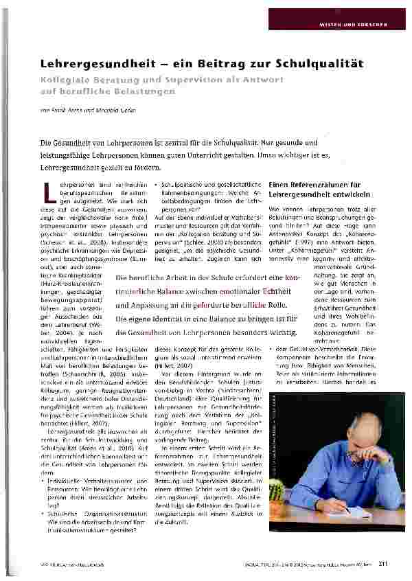 Vorschauseite 1: Lehrergesundheit — ein Beitrag zur Schulqualität