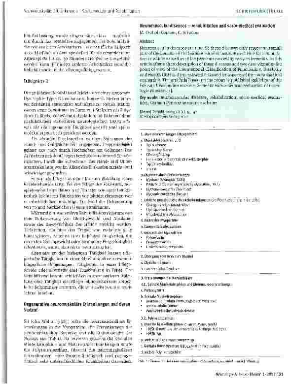 Vorschauseite 2: Neuromuskuläre Erkrankungen -Sozialmedizin und Rehabilitation