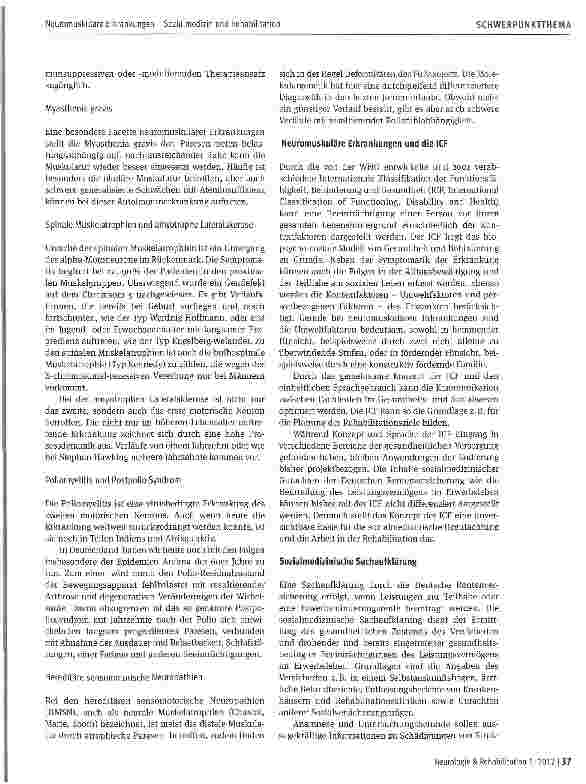 Vorschauseite 4: Neuromuskuläre Erkrankungen -Sozialmedizin und Rehabilitation