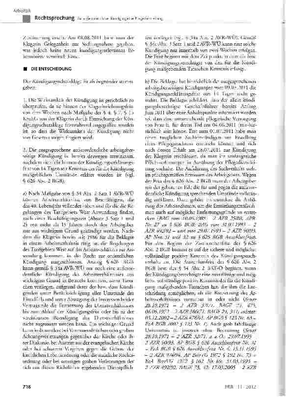 Vorschauseite 4: Zur außerordentlichen Kündigung einer Pflegedienstleitung