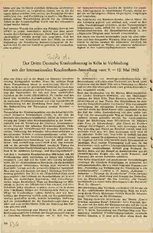 Vorschauseite 1: Der Dritte Deutsche Krankenhaustag in Köln in Verbindung mit der Internationalen Krankenhaus-Ausstellung vom 9.-12. Mai 62
