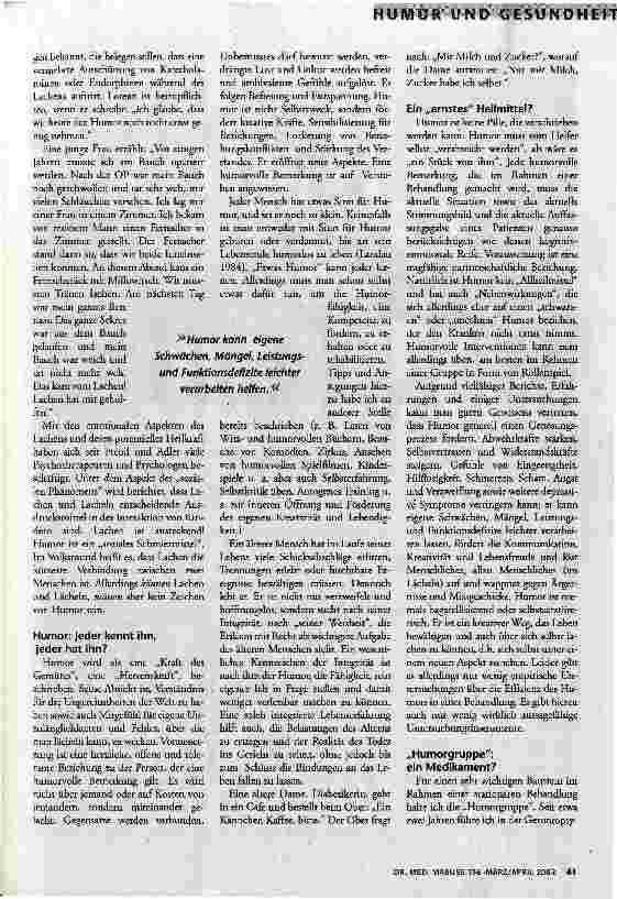 Vorschauseite 2: Lachen ist die beste Medizin Humor: ein Heilmittel bis ins hohe Alter