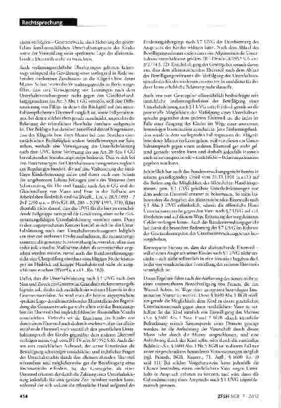 Vorschauseite 6: Kein Anspruch auf Unterhaltsvorschussleistungen bei anonymer künstlicher Befruchtung