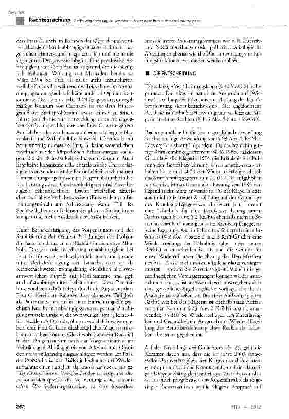 Vorschauseite 4: Zur (Wieder-)Erteilung der Berufsbezeichnung alten Rechts als »Krankenschwester«